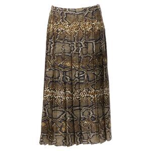 Victoria Beckham silk animal print pleated midi skirt